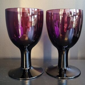 MCM 1950s Amethyst Goblets Sara Hopea Untracht for Nuutajärvi Wine Glasses x2